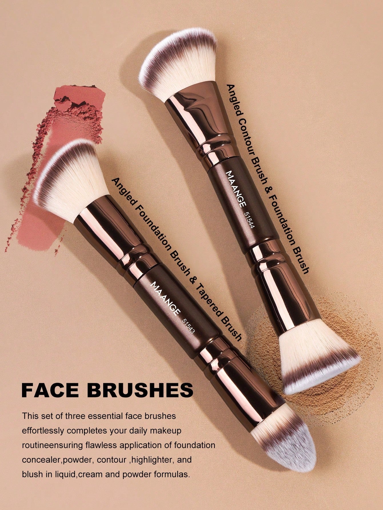 MAANGE 1/7/5/11/13/16/19/21/24pcs Professional Makeup Brush Set, Includes Storage Bag, Storage Tube, Makeup Accessories, Bronze Brush, Highlighter Brush, Concealer Brush, Foundation Brush, Blush Brush