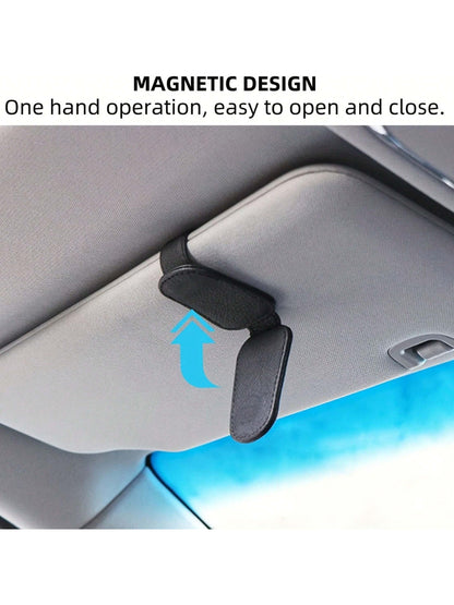 Magnetic Leather Fashion Glasses Clip, Suitable For Car Sun Visor, Eyeglasses Hook Clip, Car Interior Sun Visor Accessories