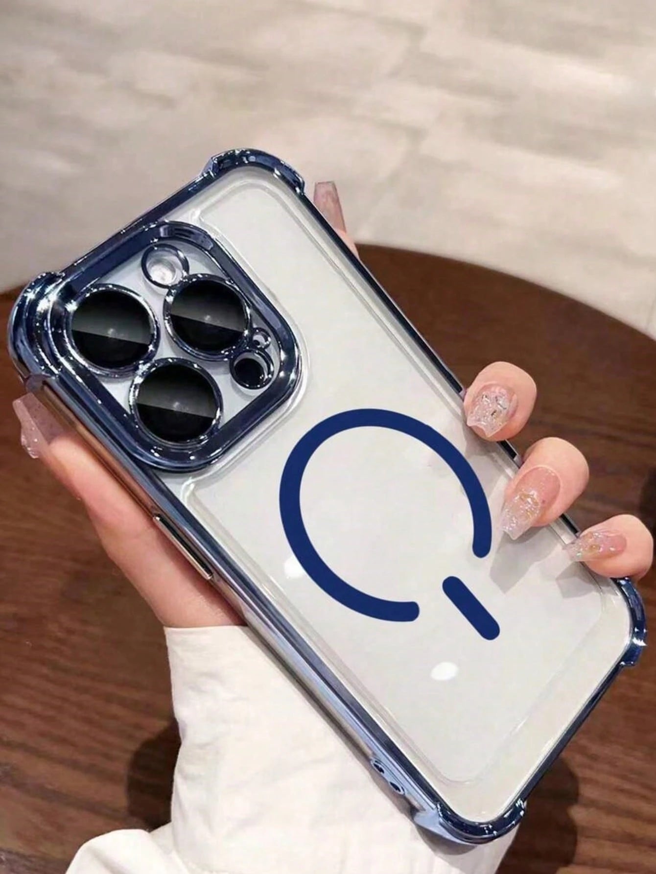 Magnetic Shockproof Electroplated Transparent Basic Phone Premium Case (Lens Protector Included) 1pc Four-Corner Anti-Fall New Phone Case Compatible With Apple 17 Pro Max/16 Pro Max/15/14 Pro/13/12/11
