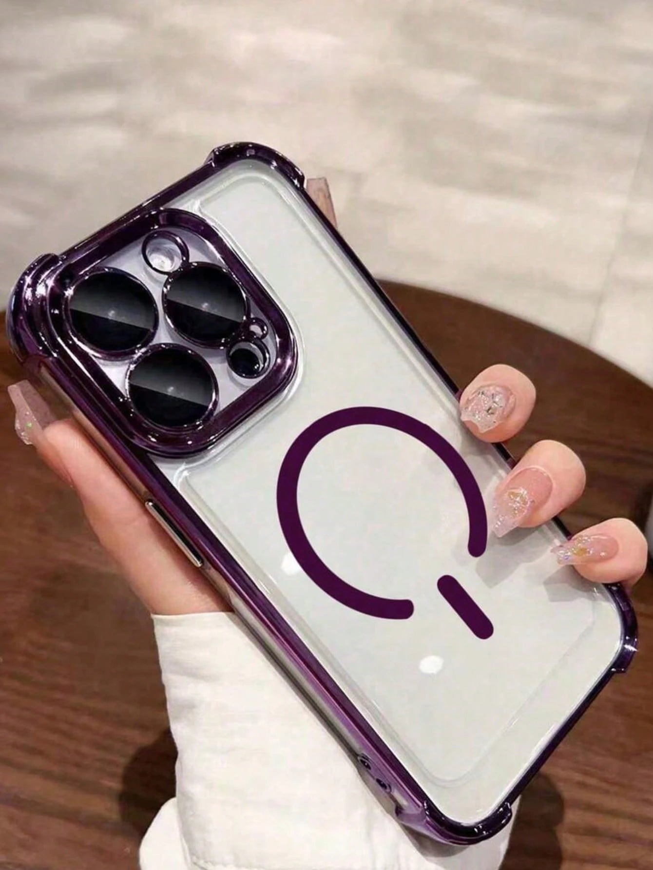 Magnetic Shockproof Electroplated Transparent Basic Phone Premium Case (Lens Protector Included) 1pc Four-Corner Anti-Fall New Phone Case Compatible With Apple 17 Pro Max/16 Pro Max/15/14 Pro/13/12/11