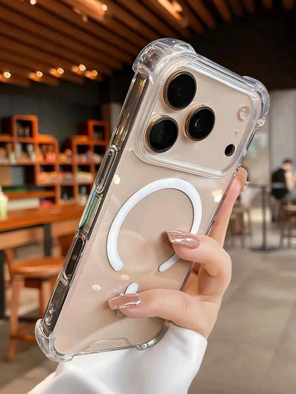 Magnetic Style Shockproof Acrylic Clear MagSafe Phone Case With 4-Corner Drop Protection 2-In-1 Magnetic Acrylic Hard Shell Transparent And Shockproof Cover Compatible With IPhone17/17air/17pro/17prom