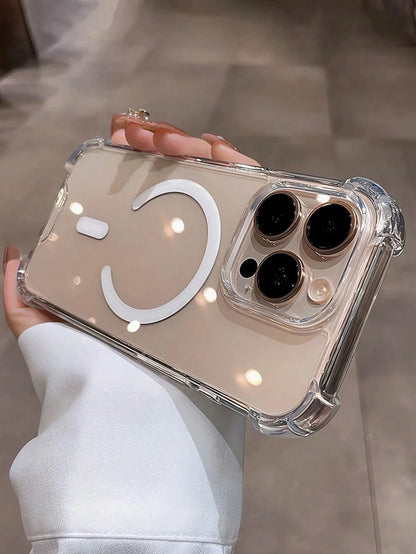 Magnetic Style Shockproof Acrylic Clear MagSafe Phone Case With 4-Corner Drop Protection 2-In-1 Magnetic Acrylic Hard Shell Transparent And Shockproof Cover Compatible With IPhone17/17air/17pro/17prom