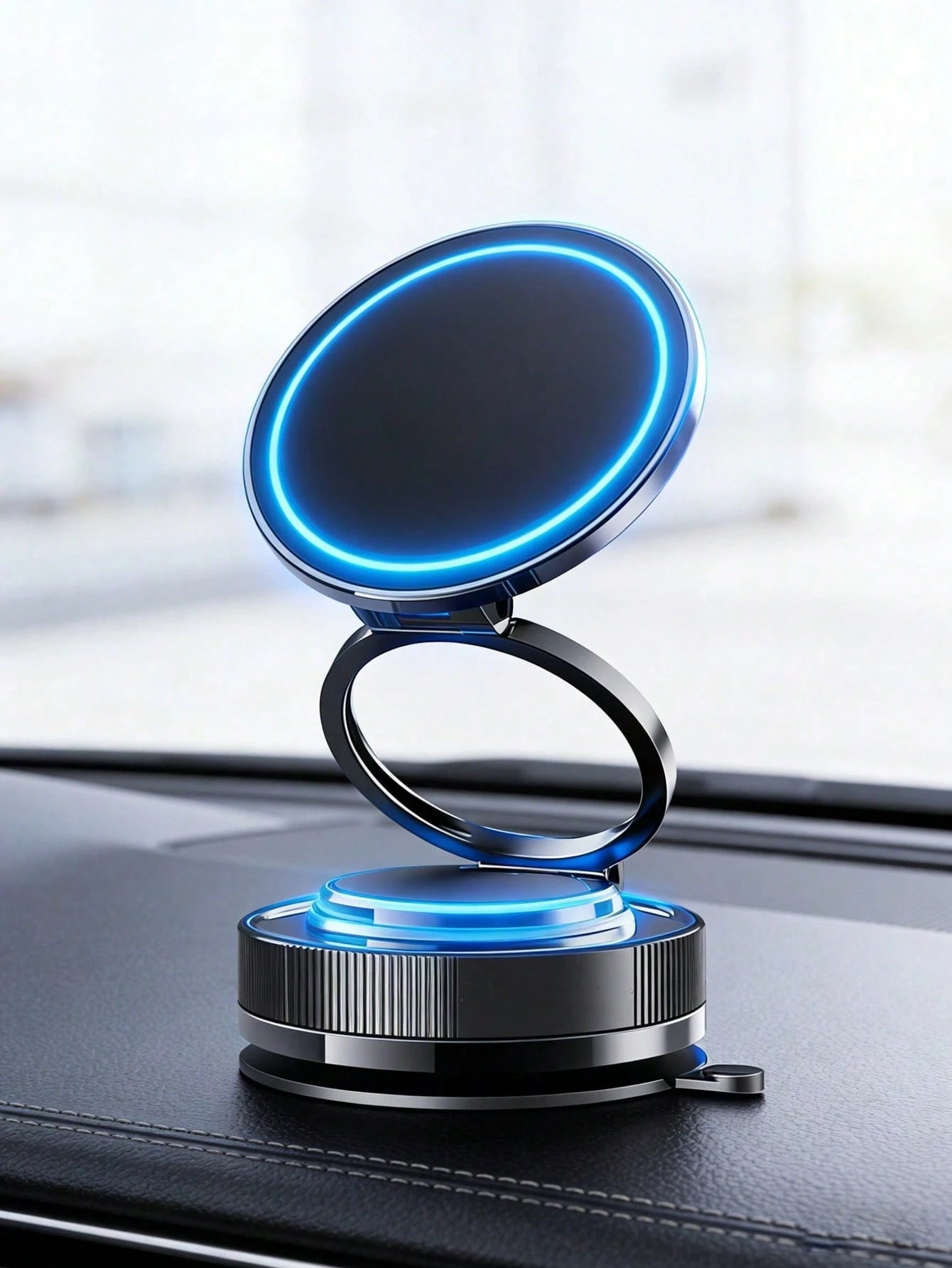 Magnetic Suction Vacuum Car Phone Holder, 98+ Lbs Super Strong Suction And 2400 Gauss Magnetic Force, 360° Rotatable Foldable Phone Stand For Car/Office/Kitchen, Suitable For IPhone And Android Phones