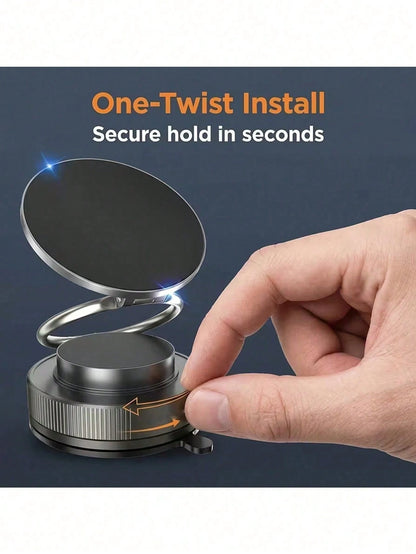 Magnetic Suction Vacuum Car Phone Holder, 98+ Lbs Super Strong Suction And 2400 Gauss Magnetic Force, 360° Rotatable Foldable Phone Stand For Car/Office/Kitchen, Suitable For IPhone And Android Phones