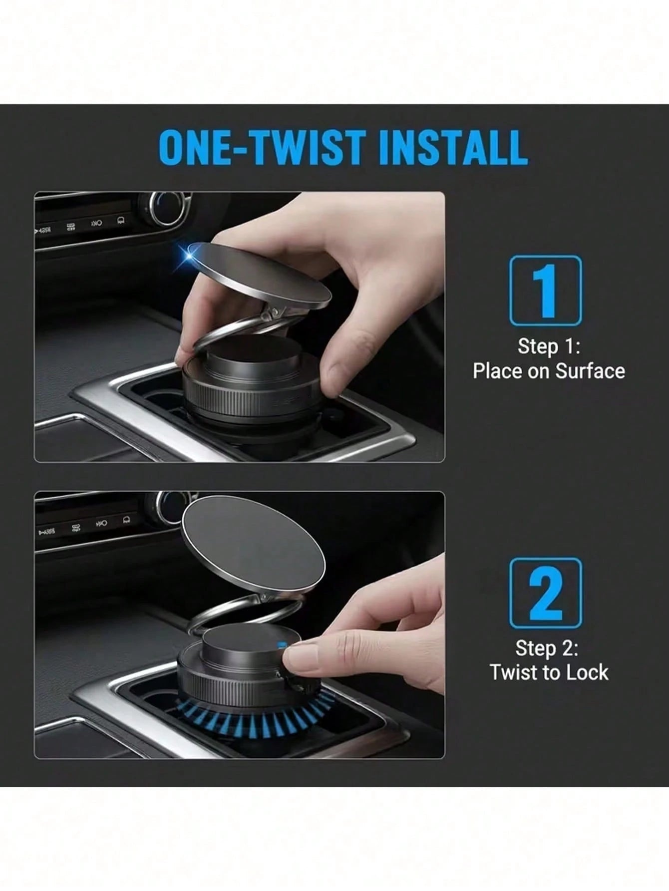 Magnetic Suction Vacuum Car Phone Holder, 98+ Lbs Super Strong Suction And 2400 Gauss Magnetic Force, 360° Rotatable Foldable Phone Stand For Car/Office/Kitchen, Suitable For IPhone And Android Phones