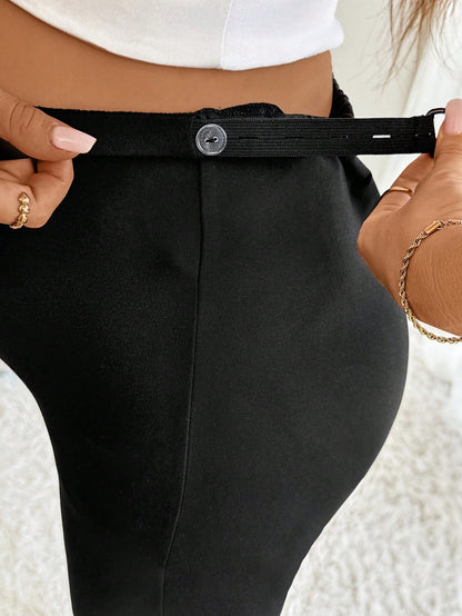 Maternity Solid Color Adjustable Waist Slit Hem Casual Cropped Leggings Maternity Leggings Pregnancy Pants Pregnancy Clothing Pregnancy Black Summer