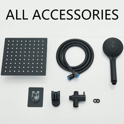 Matte Black/Polished Sliver Shower Head Combination, 8-Inch High-Pressure Showerhead, 5 Handheld Shower Head Combinations With Different Settings,With Hose,Without Extension Armfor Bathroom,Hotel