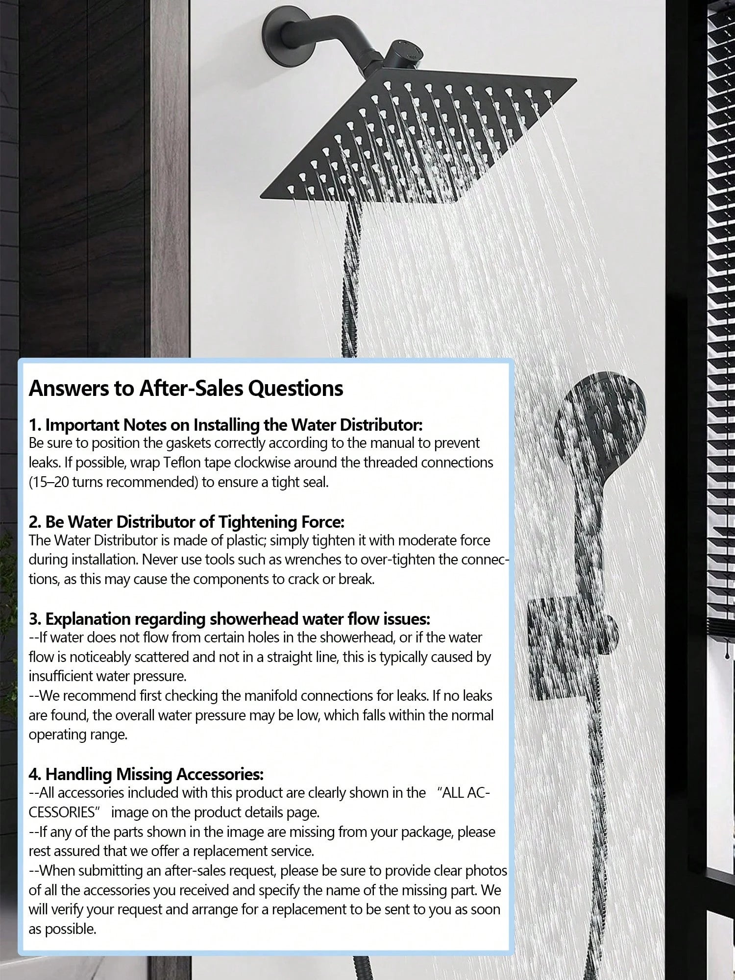 Matte Black/Polished Sliver Shower Head Combination, 8-Inch High-Pressure Showerhead, 5 Handheld Shower Head Combinations With Different Settings,With Hose,Without Extension Armfor Bathroom,Hotel
