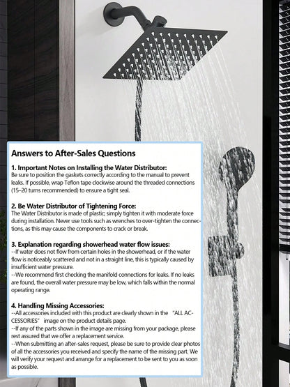 Matte Black/Polished Sliver Shower Head Combination, 8-Inch High-Pressure Showerhead, 5 Handheld Shower Head Combinations With Different Settings,With Hose,Without Extension Armfor Bathroom,Hotel