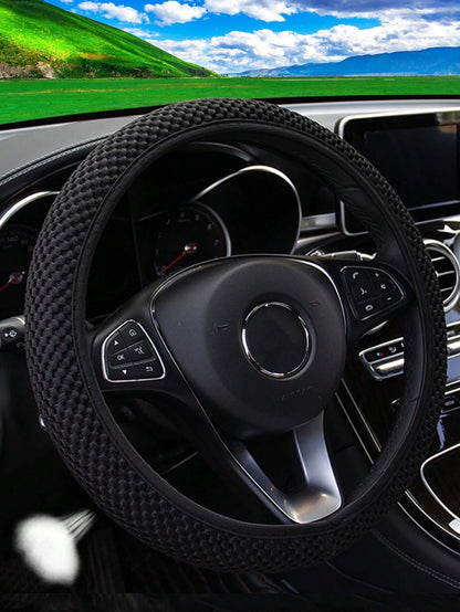 MEIKAXIU 1pc 3D Breathable Mesh New Style Granule Massage Car Steering Wheel Cover Without Inner Ring, Suitable For 14.5-15 Inches Car Accessories