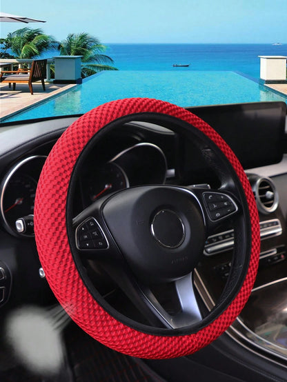MEIKAXIU 1pc 3D Breathable Mesh New Style Granule Massage Car Steering Wheel Cover Without Inner Ring, Suitable For 14.5-15 Inches Car Accessories