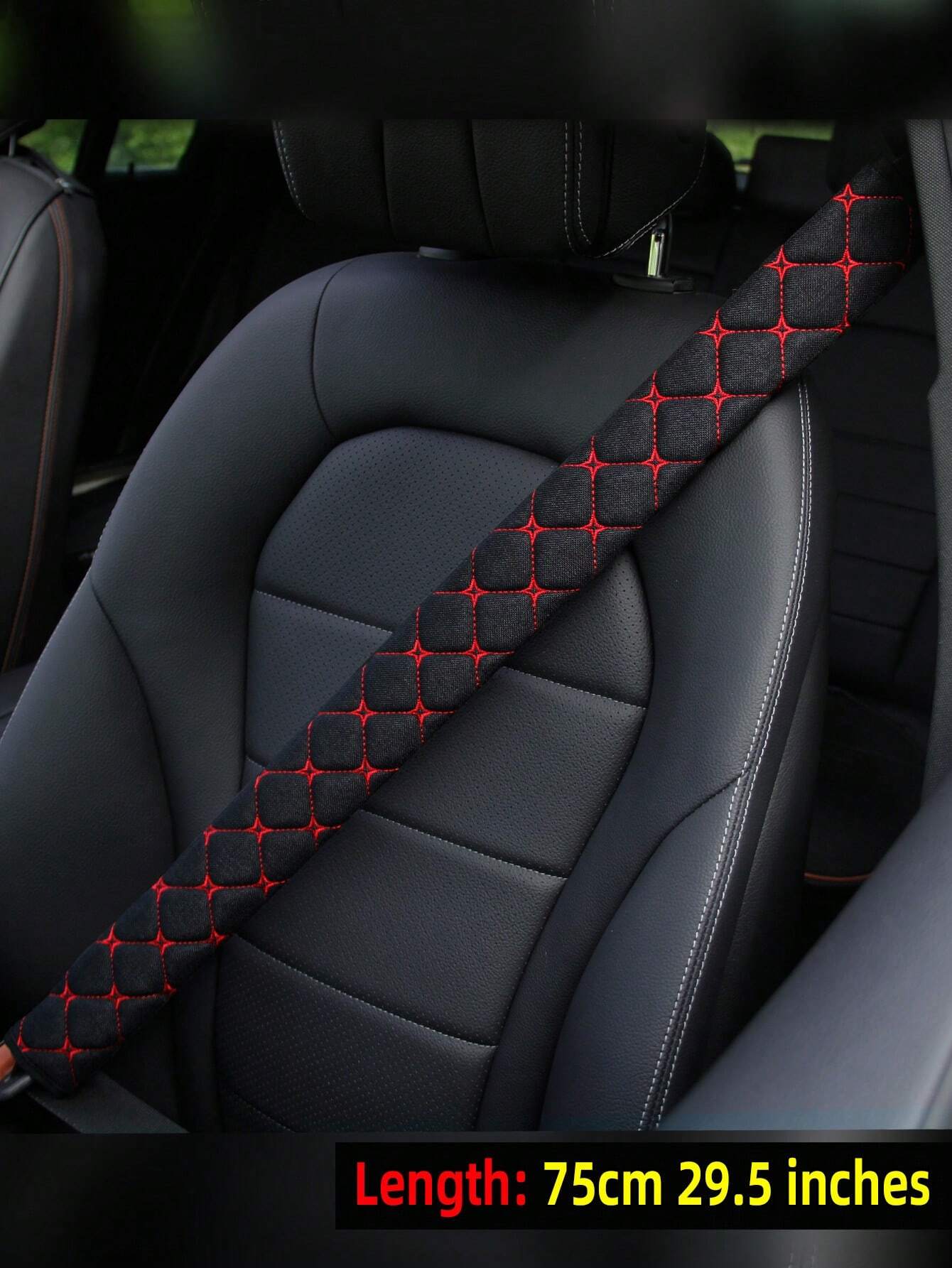 MEIKAXIU 1pc Embroidered Fabric Breathable Extended Car/Truck Seat Belt Shoulder Pad With 30cm/11.8 Inch, 50cm/16.7 Inch, 75cm/29.5 Inch Length Options, Automotive Interior Accessory