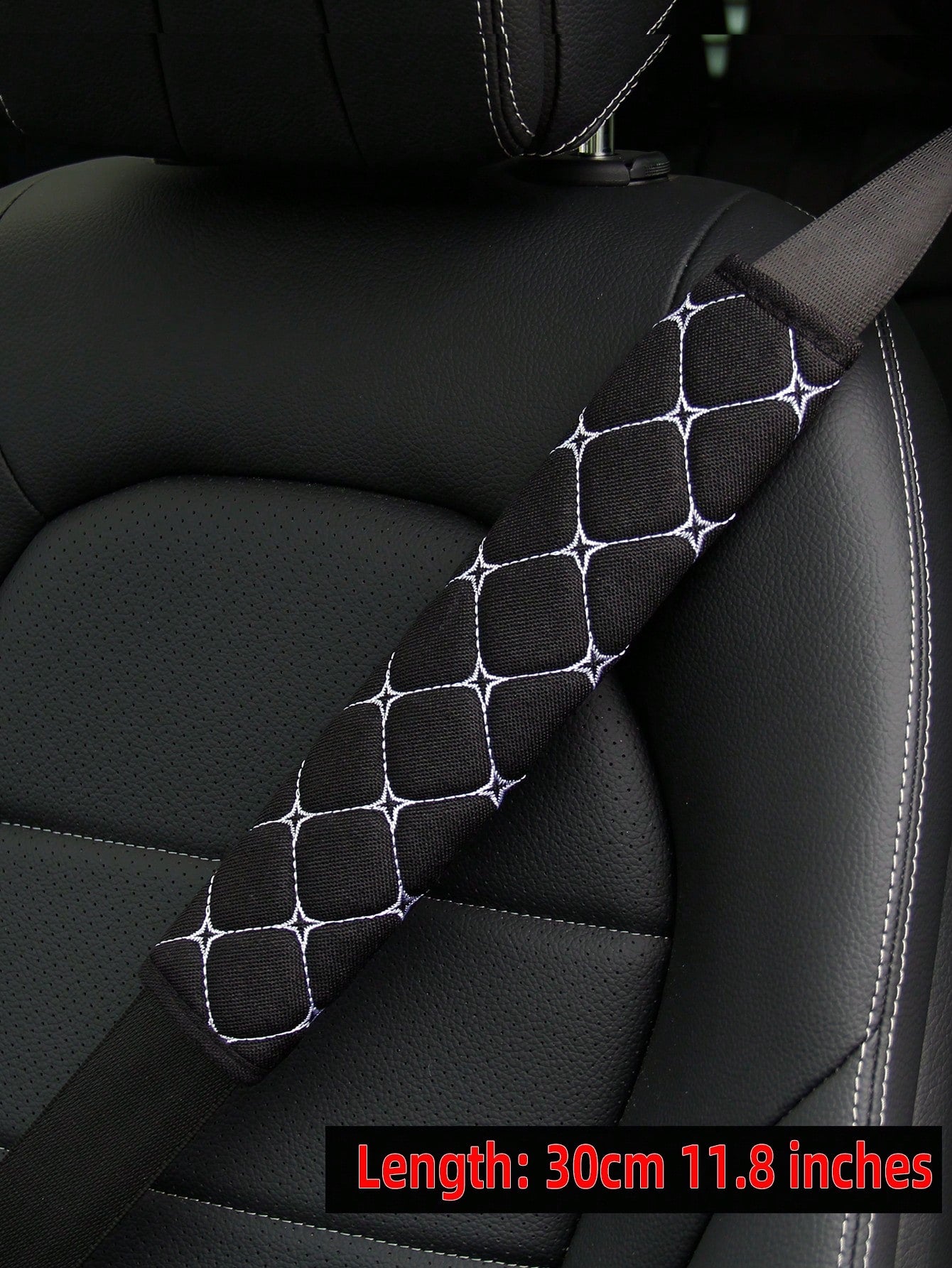 MEIKAXIU 1pc Embroidered Fabric Breathable Extended Car/Truck Seat Belt Shoulder Pad With 30cm/11.8 Inch, 50cm/16.7 Inch, 75cm/29.5 Inch Length Options, Automotive Interior Accessory