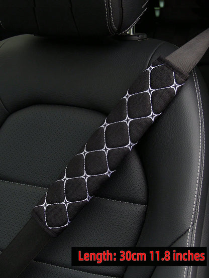 MEIKAXIU 1pc Embroidered Fabric Breathable Extended Car/Truck Seat Belt Shoulder Pad With 30cm/11.8 Inch, 50cm/16.7 Inch, 75cm/29.5 Inch Length Options, Automotive Interior Accessory