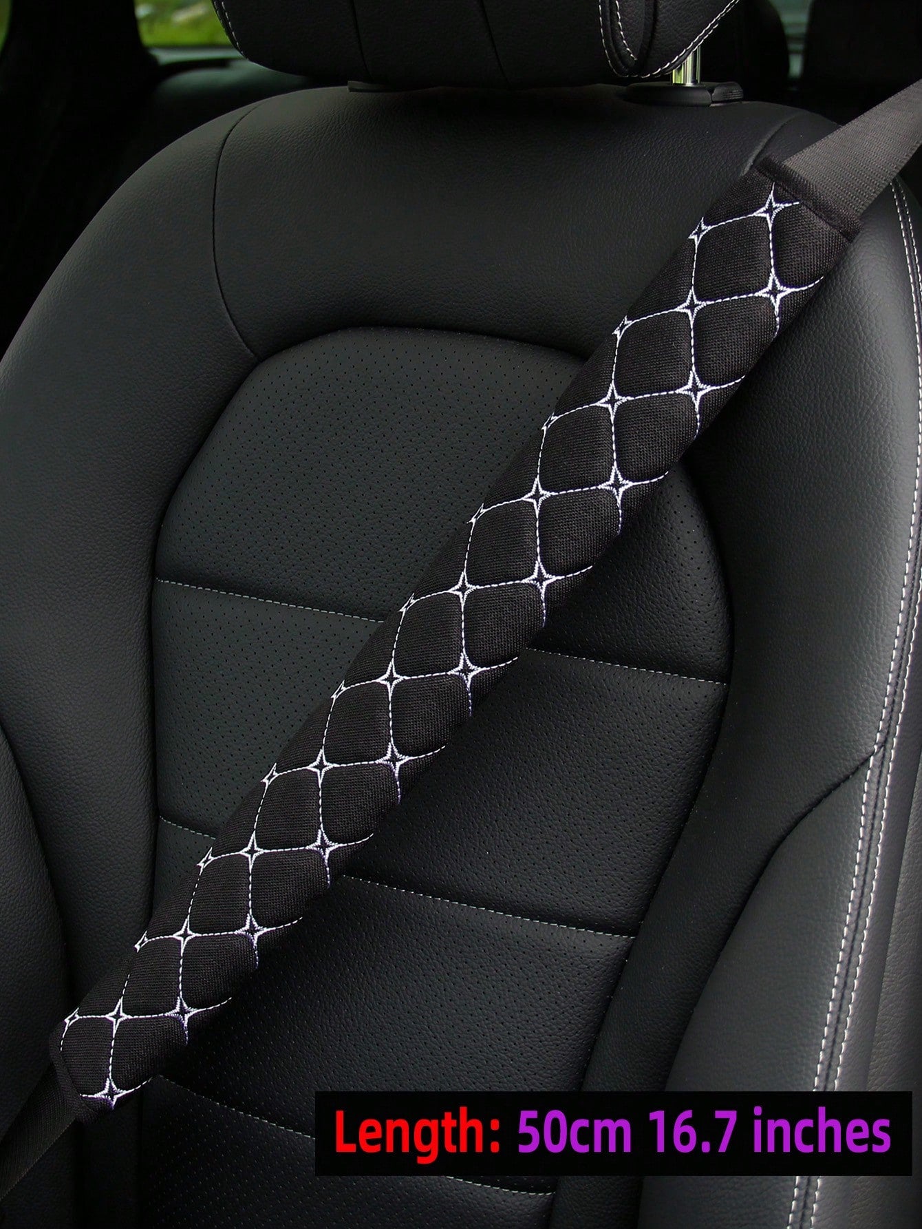 MEIKAXIU 1pc Embroidered Fabric Breathable Extended Car/Truck Seat Belt Shoulder Pad With 30cm/11.8 Inch, 50cm/16.7 Inch, 75cm/29.5 Inch Length Options, Automotive Interior Accessory