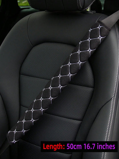 MEIKAXIU 1pc Embroidered Fabric Breathable Extended Car/Truck Seat Belt Shoulder Pad With 30cm/11.8 Inch, 50cm/16.7 Inch, 75cm/29.5 Inch Length Options, Automotive Interior Accessory
