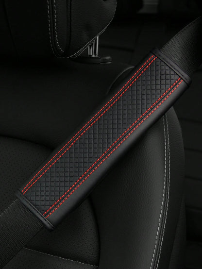 MEIKAXIU 1pc PU Leather Embossed Car Seat Belt Cover Protector, Universal Car Interior Decorative Accessories, All Season,Car Acessesories