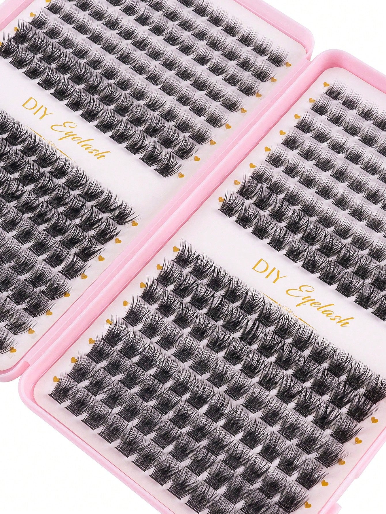 MEM 384pcs D Curl 3D Fluffy Cluster False Eyelashes Set, Soft Reusable Segmented False Eyelashes, Beginner DIY Set With Tutorial, Glue And Styling Liquid, Natural Big Eye Makeup, Suitable For Daily, T