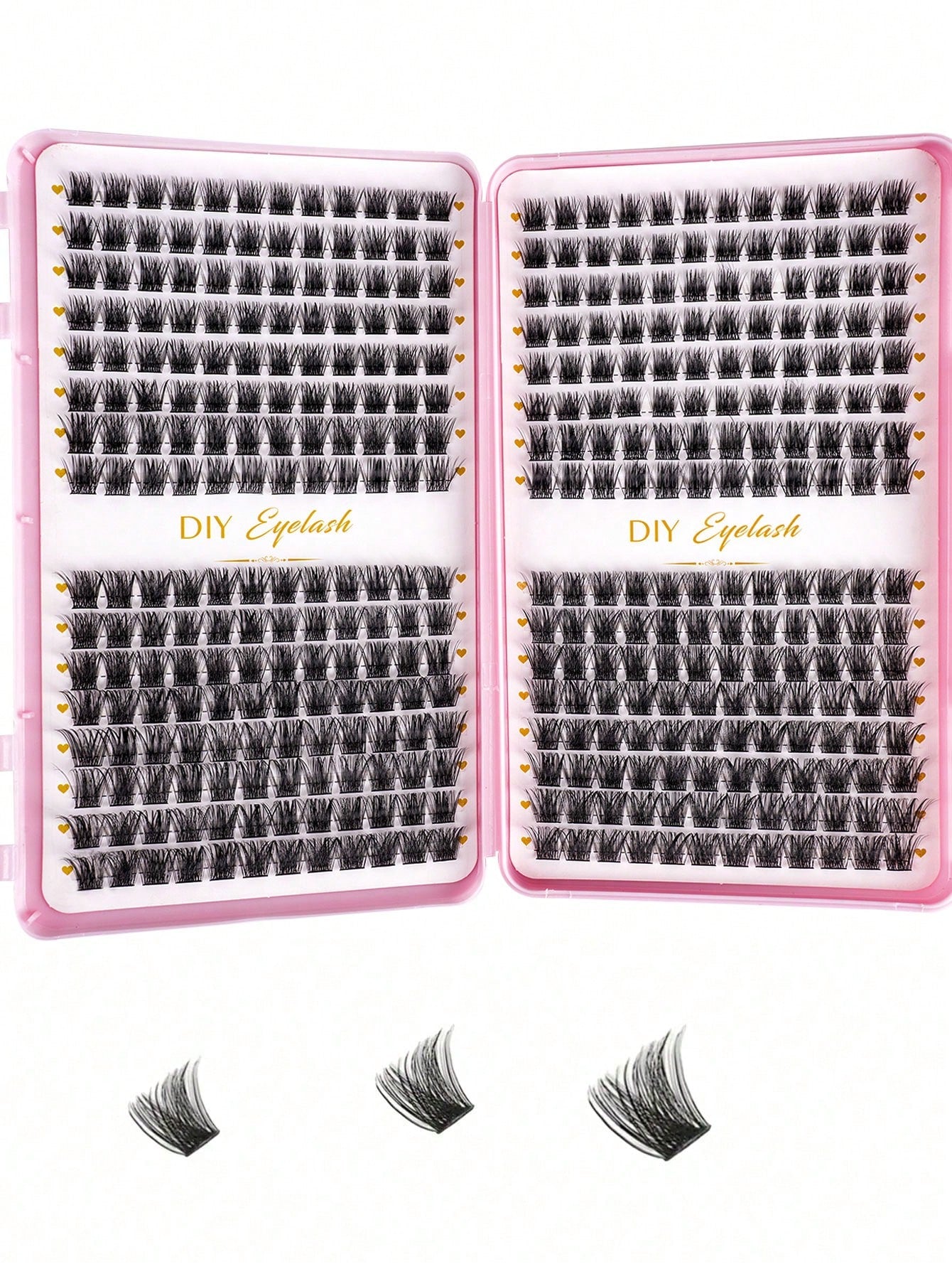 MEM 384pcs D Curl 3D Fluffy Cluster False Eyelashes Set, Soft Reusable Segmented False Eyelashes, Beginner DIY Set With Tutorial, Glue And Styling Liquid, Natural Big Eye Makeup, Suitable For Daily, T