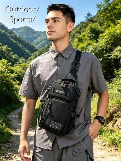 Men's New Multifunctional Fashion Chest Bag, Combination Lock, Four Ways To Wear, High-Quality PU, Premium Leather Feel, Gift For Boyfriend, Husband, Father, Travel Sports Shoulder Crossbody Chest Bag