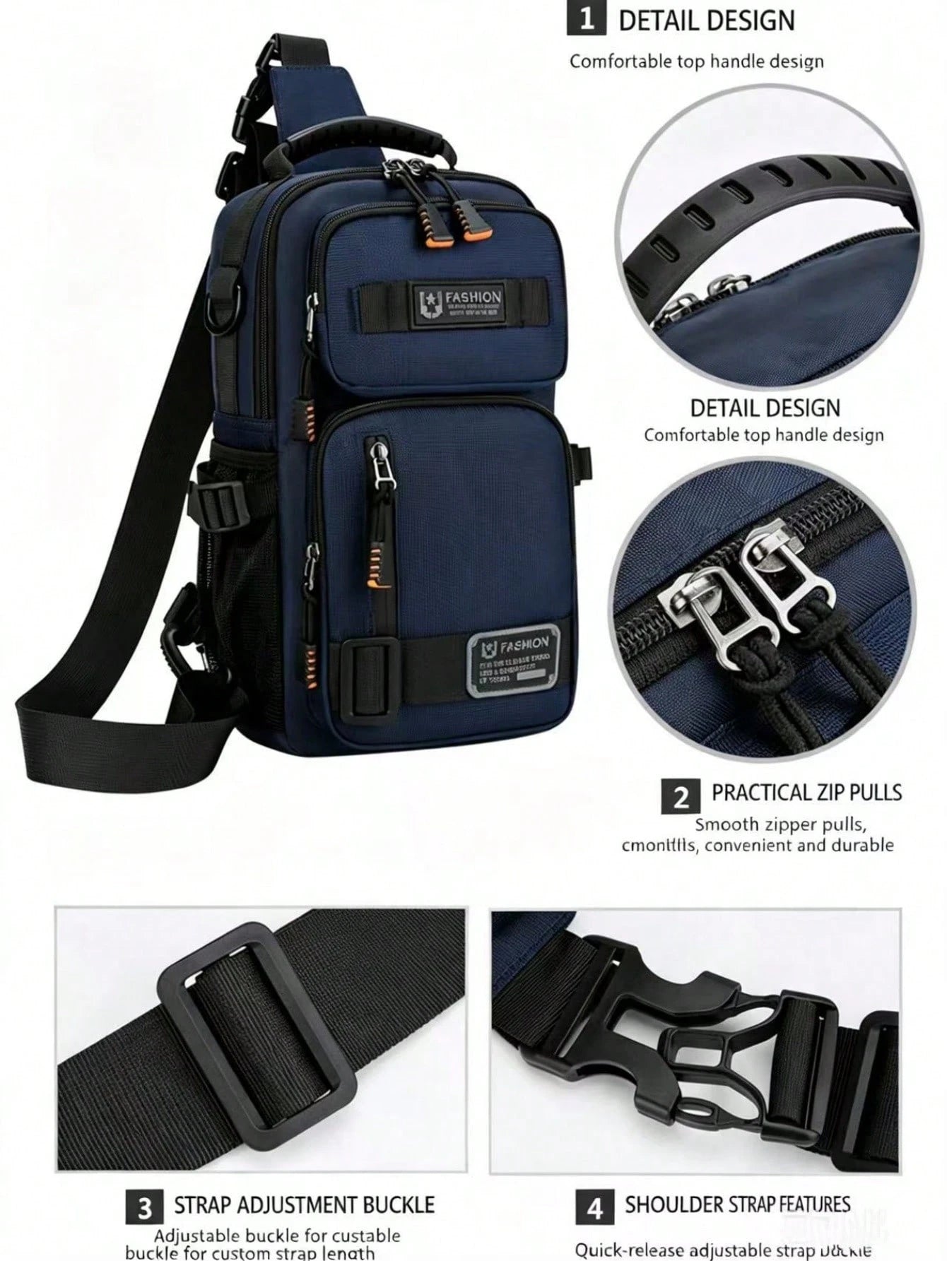 Men's New Multifunctional Fashion Chest Bag, Combination Lock, Four Ways To Wear, High-Quality PU, Premium Leather Feel, Gift For Boyfriend, Husband, Father, Travel Sports Shoulder Crossbody Chest Bag
