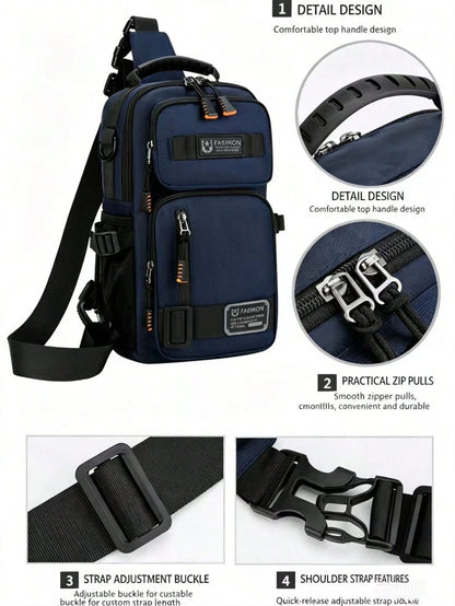 Men's New Multifunctional Fashion Chest Bag, Combination Lock, Four Ways To Wear, High-Quality PU, Premium Leather Feel, Gift For Boyfriend, Husband, Father, Travel Sports Shoulder Crossbody Chest Bag