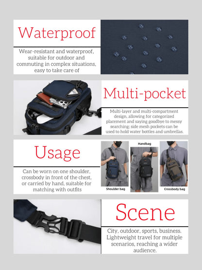 Men's New Multifunctional Fashion Chest Bag, Combination Lock, Four Ways To Wear, High-Quality PU, Premium Leather Feel, Gift For Boyfriend, Husband, Father, Travel Sports Shoulder Crossbody Chest Bag