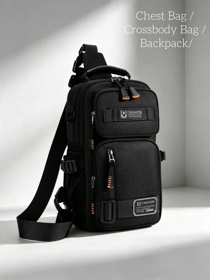 Men's New Multifunctional Fashion Chest Bag, Combination Lock, Four Ways To Wear, High-Quality PU, Premium Leather Feel, Gift For Boyfriend, Husband, Father, Travel Sports Shoulder Crossbody Chest Bag