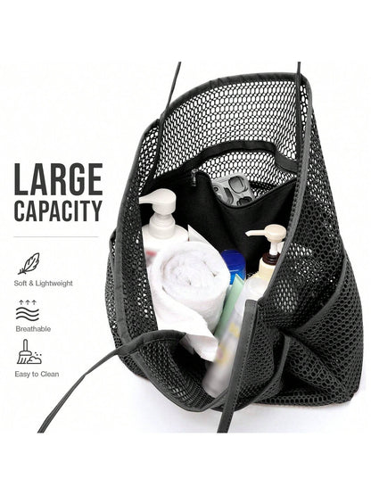 Mesh Beach Bag, Women's Shoulder Tote Bag, Foldable Mesh Swim Bag With Pocket, Bath Swimming Toiletries Storage Bag