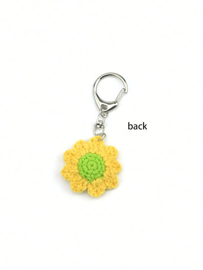 Mini Hand Crocheted Sunflower Bag Charm & Keychain Pendant Plush Keychain Crochet Thank You Gifts Teacher Accessories Crochet Accessories