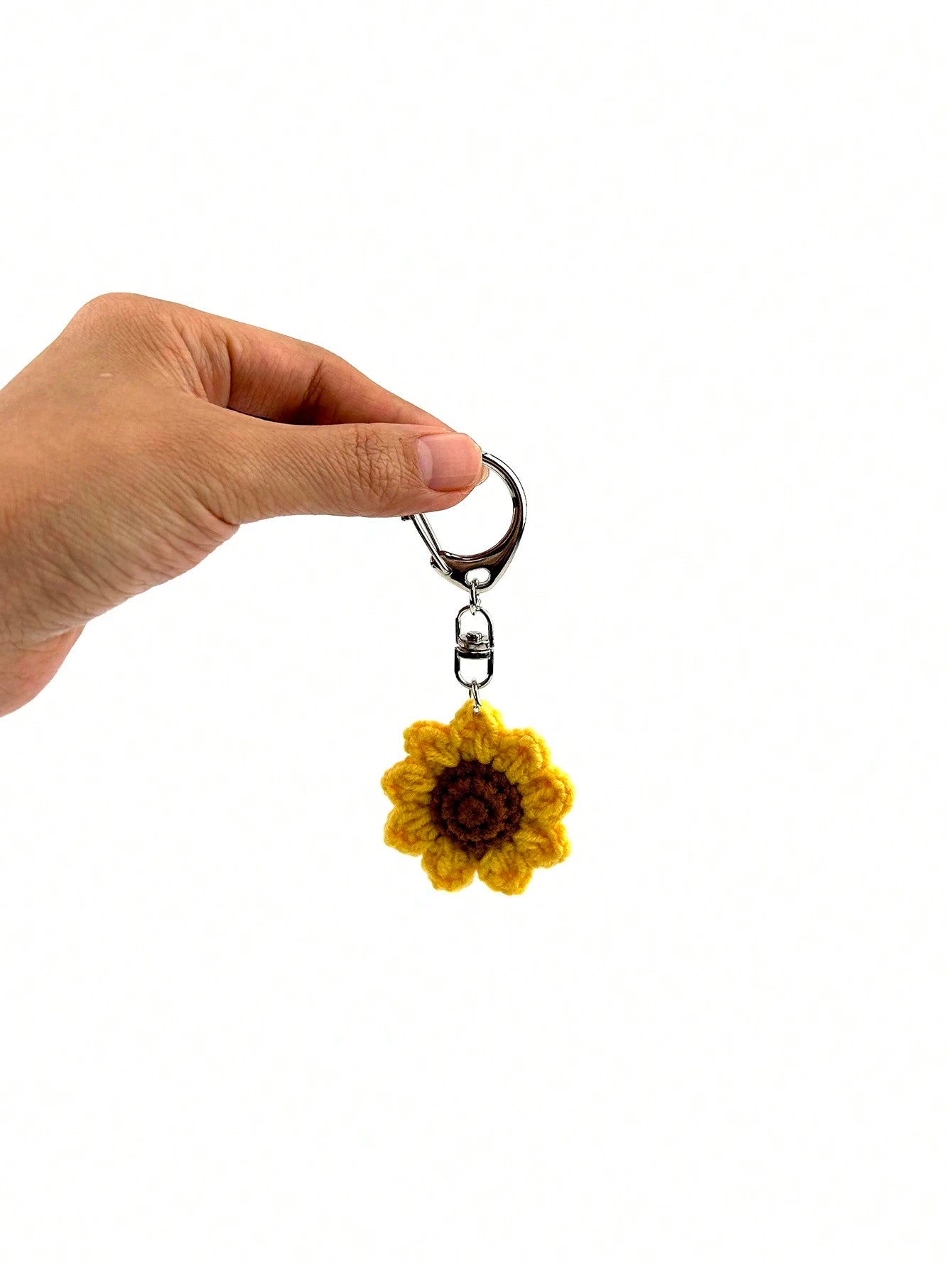 Mini Hand Crocheted Sunflower Bag Charm & Keychain Pendant Plush Keychain Crochet Thank You Gifts Teacher Accessories Crochet Accessories