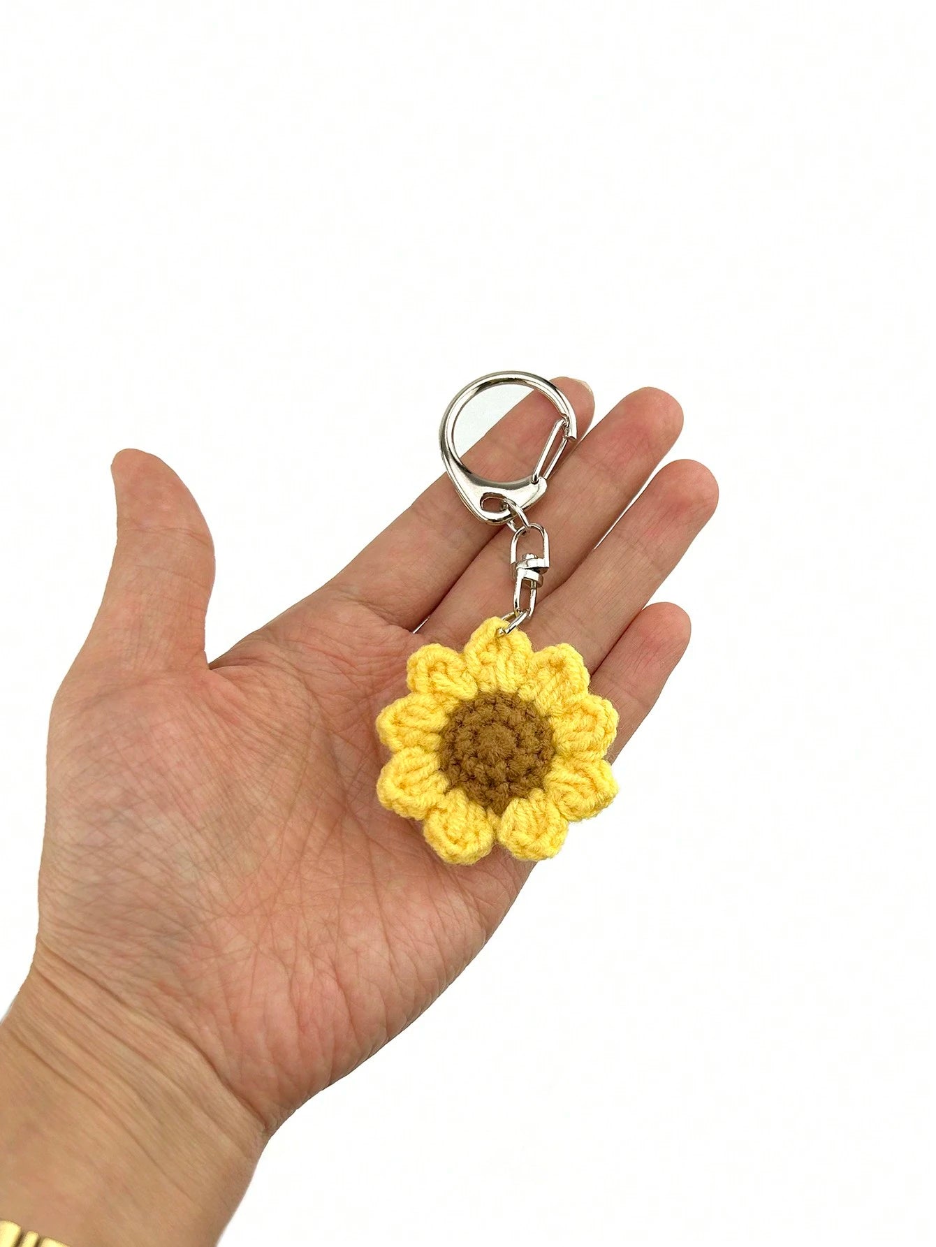 Mini Hand Crocheted Sunflower Bag Charm & Keychain Pendant Plush Keychain Crochet Thank You Gifts Teacher Accessories Crochet Accessories
