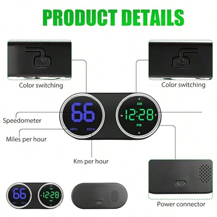 Mini Heads Up Display For Cars Windshield Digital Speedometer USB Connect Plug And Play For Car Truck Motor SUV All Vehicles, Automatic Brightness Adjustment,Large Font Display Car Speedometer Display