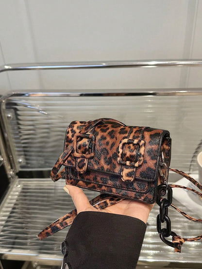 Mini Leopard Print Contrast Color Fashionable Crossbody Bag For Women, 2026 New Bag Tie Dye Shoulder Bag