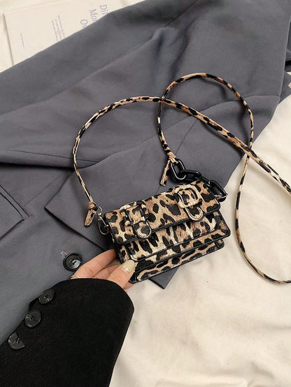 Mini Leopard Print Contrast Color Fashionable Crossbody Bag For Women, 2026 New Bag Tie Dye Shoulder Bag