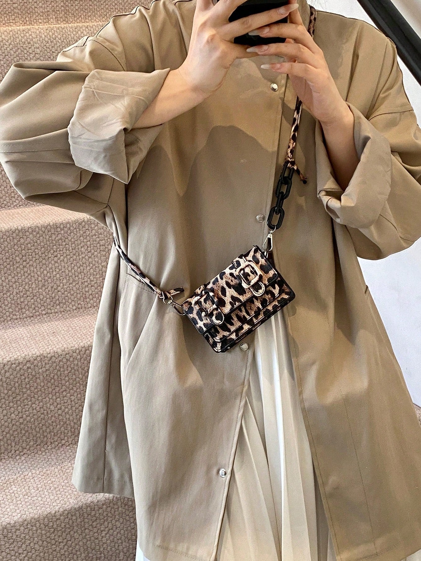 Mini Leopard Print Contrast Color Fashionable Crossbody Bag For Women, 2026 New Bag Tie Dye Shoulder Bag