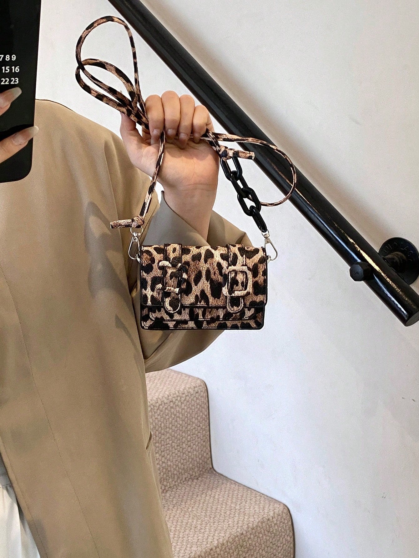 Mini Leopard Print Contrast Color Fashionable Crossbody Bag For Women, 2026 New Bag Tie Dye Shoulder Bag