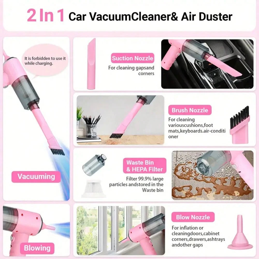Mini Wireless Car Vacuum Cleaner, Portable Handheld Vacuum, Suitable For Car Interior Cleaning, Lightweight Rechargeable Dust Remover, Suitable For Car, Home, Office, Compact Car Accessory, Gift For M