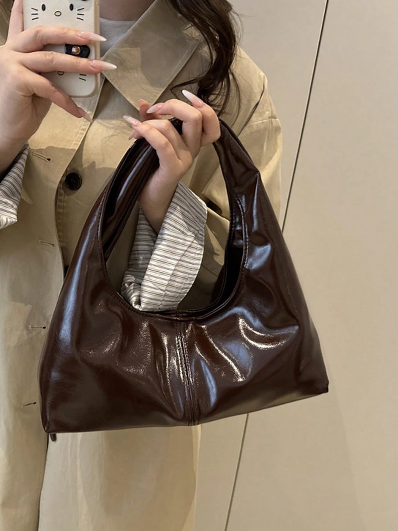 Mini Woven Chain Decor Flap Black Lock Handbag Women Portable Shoulder Crossbody Bag For Work, Shopping, Travel,School Must-Haves
