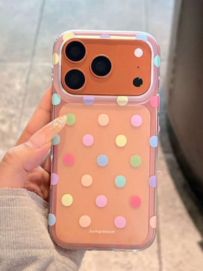 Minimalist Ins Niche Colorful Polka Dot Phone Case Compatible With Iphone 15, 14, 13, 17 Pro Max, 16 Pro Max, Matte Protective Cover, Creative Unique Stylish Popular