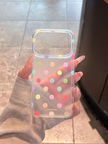 Minimalist Ins Niche Colorful Polka Dot Phone Case Compatible With Iphone 15, 14, 13, 17 Pro Max, 16 Pro Max, Matte Protective Cover, Creative Unique Stylish Popular