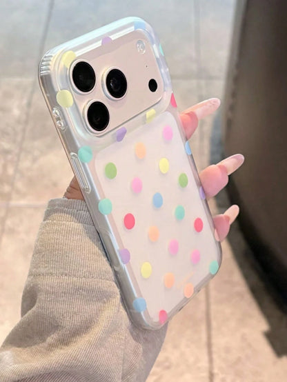 Minimalist Ins Niche Colorful Polka Dot Phone Case Compatible With Iphone 15, 14, 13, 17 Pro Max, 16 Pro Max, Matte Protective Cover, Creative Unique Stylish Popular