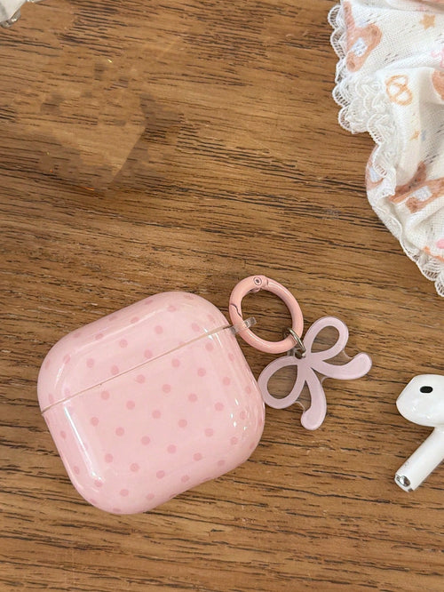 Minimalist Korean Style Black & White Polka Dot Pro 3 Earphone Case, Suitable For AirPods 3rd Gen, Protective Cover, Niche Heart Pendant, Anti-Drop For AirPods 4th Gen