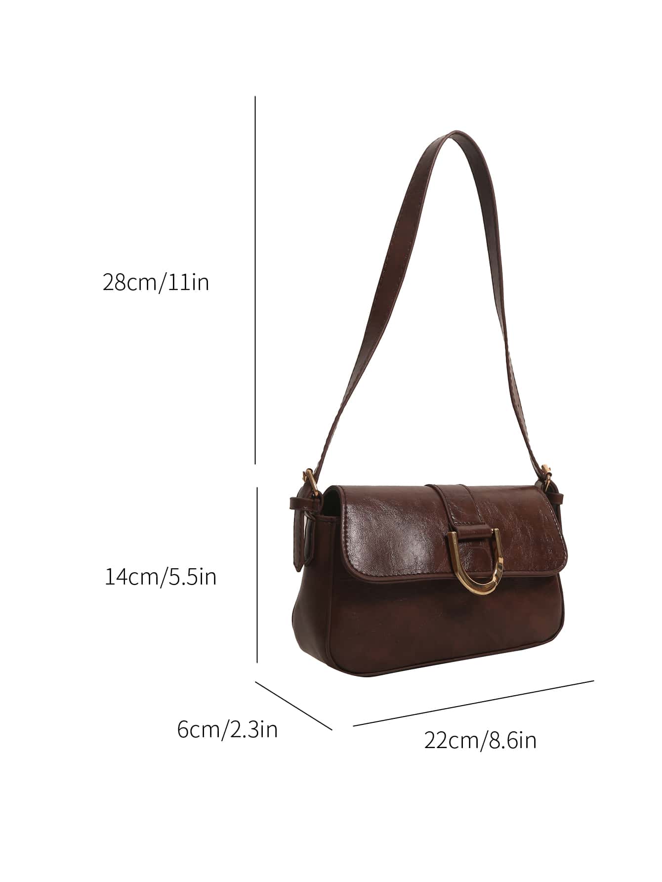 Minimalist Metal Decor Flap Square Bag, Street & Japanese Bag For Women