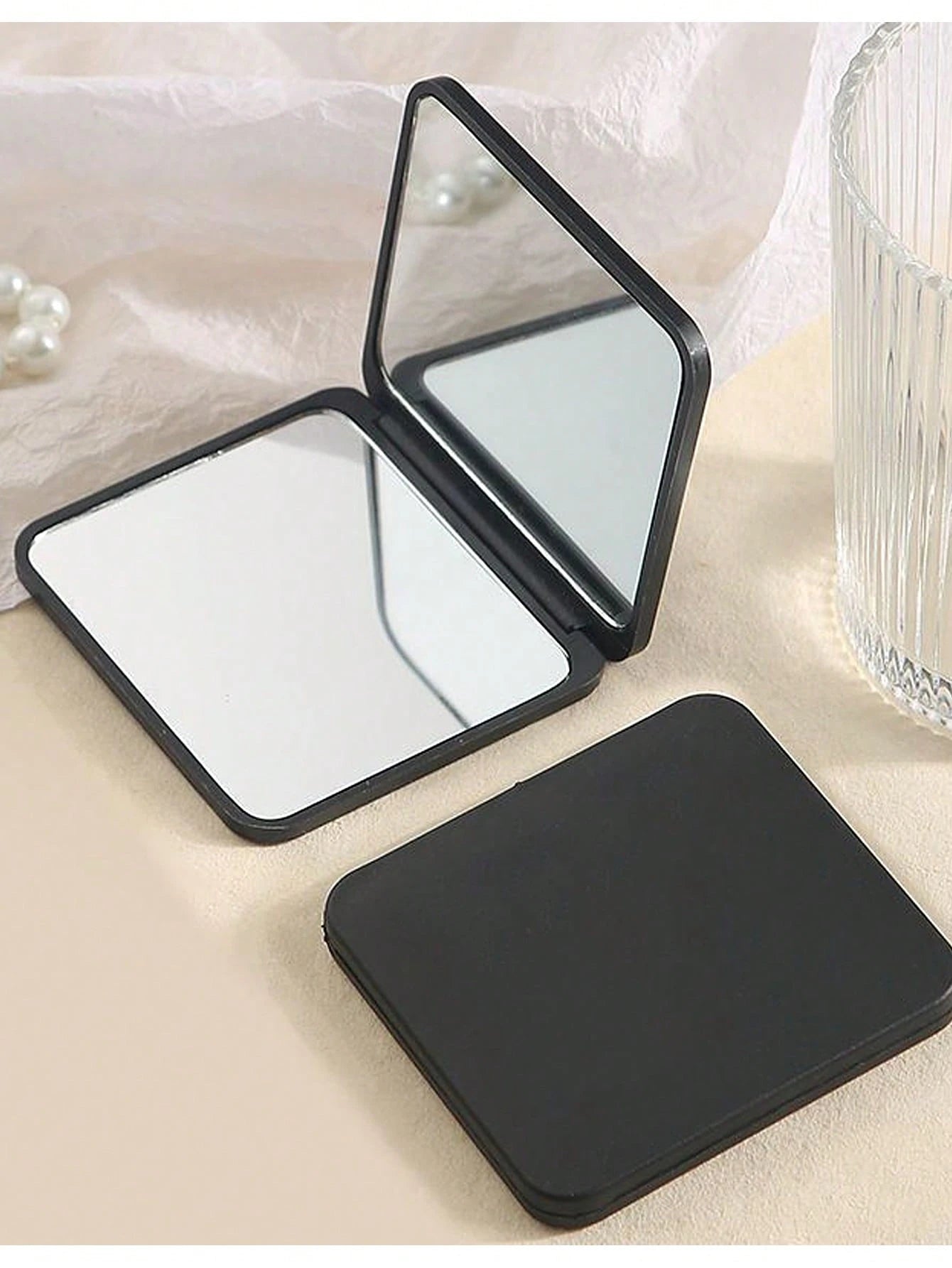 Minimalist Portable White Square Folding Mirror,Cheap,Stocking Stuffers,Makeup,Makeup Tools,Cheap Stuff,Gifts,Gifts For Women,Christmas Gifts,Giveaways,Travel,Cheap Stuff,Travel Essential