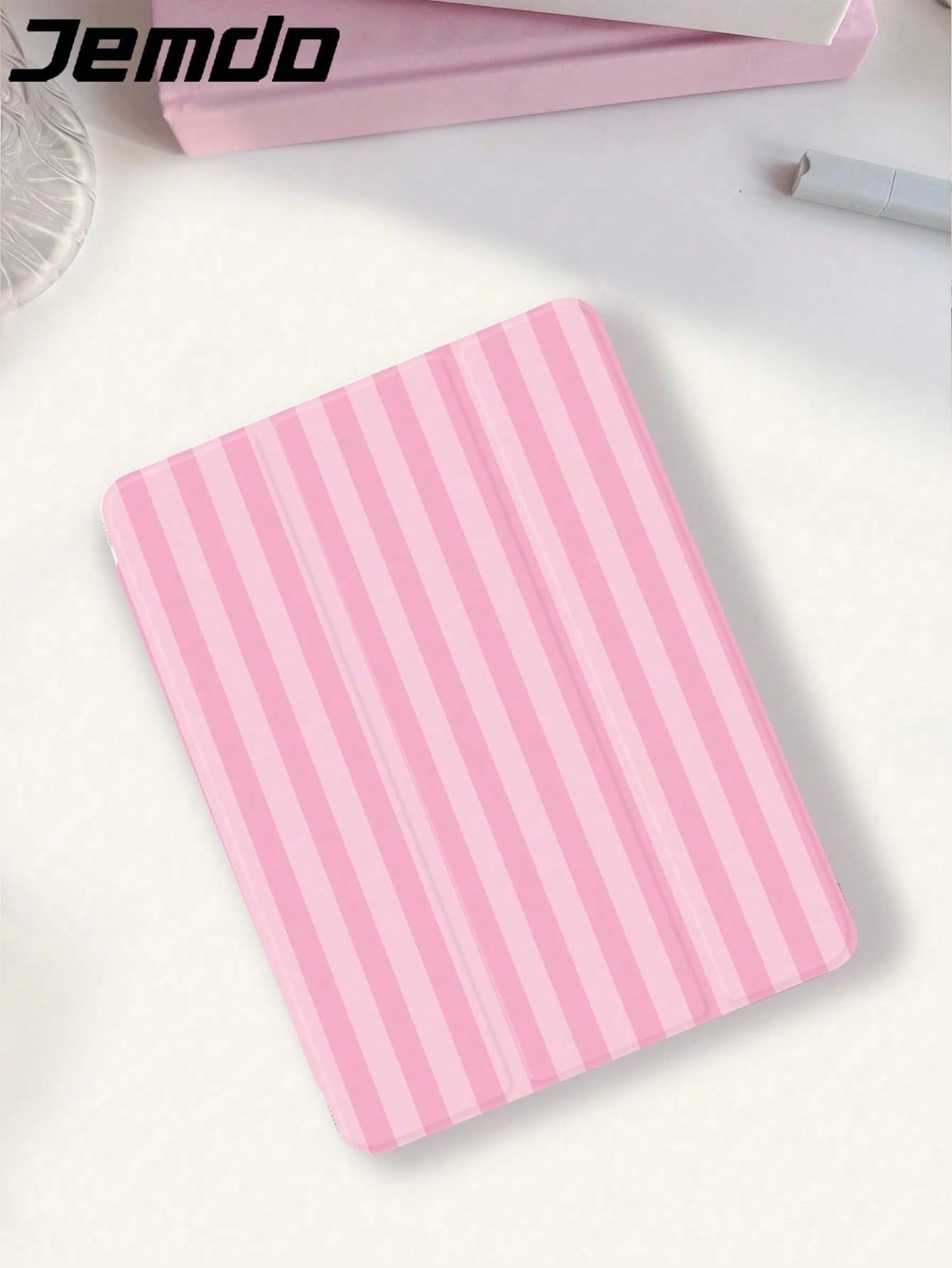 Minimalist Stylish Bicolor Striped, Pink And Yellow Striped Print Tablet Protective Case, Compatible With IPad 10.2 Inch, IPad Pro 2021/2020, IPad 9th/10th Gen, Galaxy Tab A8 10.5 Inch 2022, Matepad 1