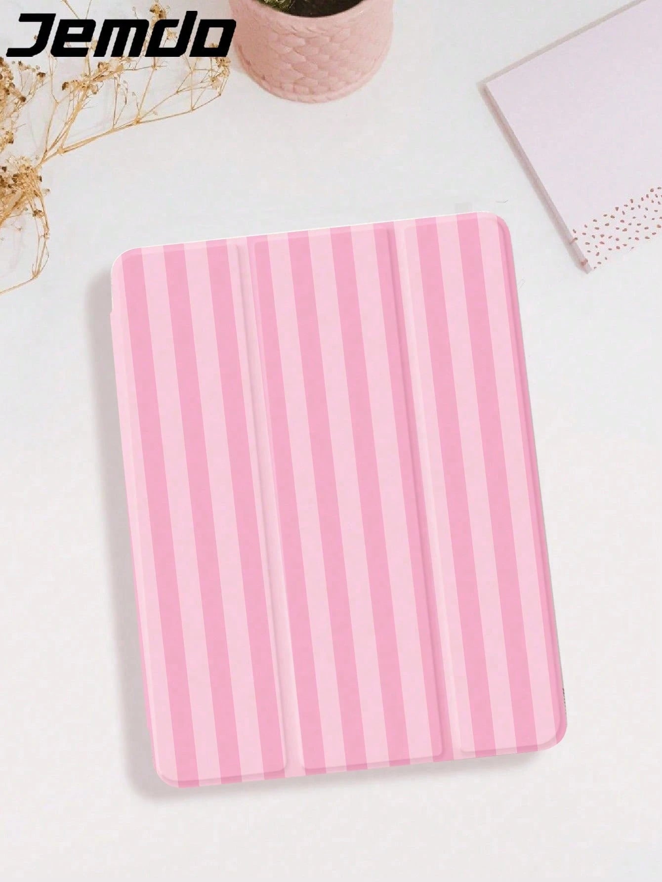 Minimalist Stylish Bicolor Striped, Pink And Yellow Striped Print Tablet Protective Case, Compatible With IPad 10.2 Inch, IPad Pro 2021/2020, IPad 9th/10th Gen, Galaxy Tab A8 10.5 Inch 2022, Matepad 1