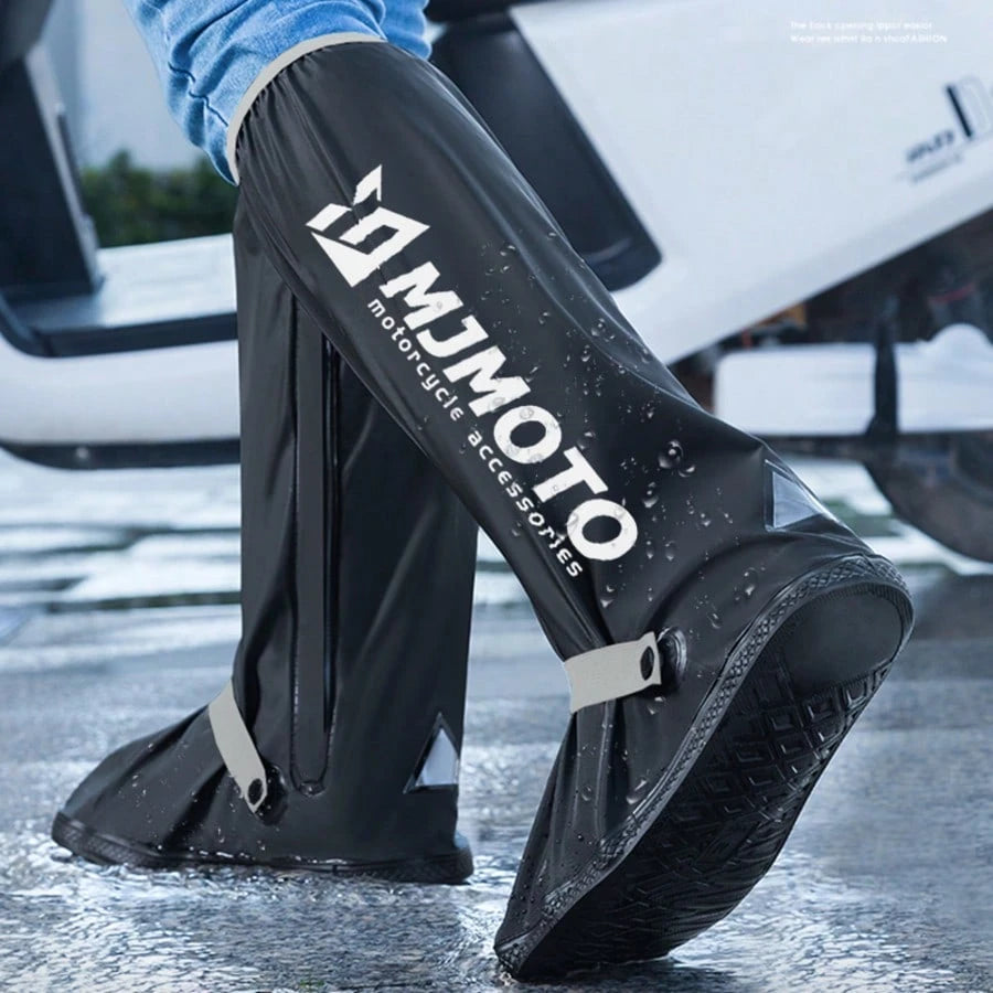 MJMOTO 1 Pair Waterproof Non-Slip Silicone Shoe High Elastic Wear-Resistant Unisex Rain Boots For Outdoor Rainy Day Reusable Shoe Cover