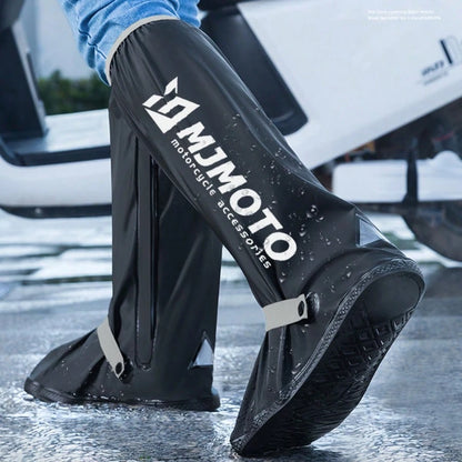 MJMOTO 1 Pair Waterproof Non-Slip Silicone Shoe High Elastic Wear-Resistant Unisex Rain Boots For Outdoor Rainy Day Reusable Shoe Cover