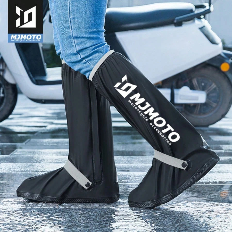 MJMOTO 1 Pair Waterproof Non-Slip Silicone Shoe High Elastic Wear-Resistant Unisex Rain Boots For Outdoor Rainy Day Reusable Shoe Cover